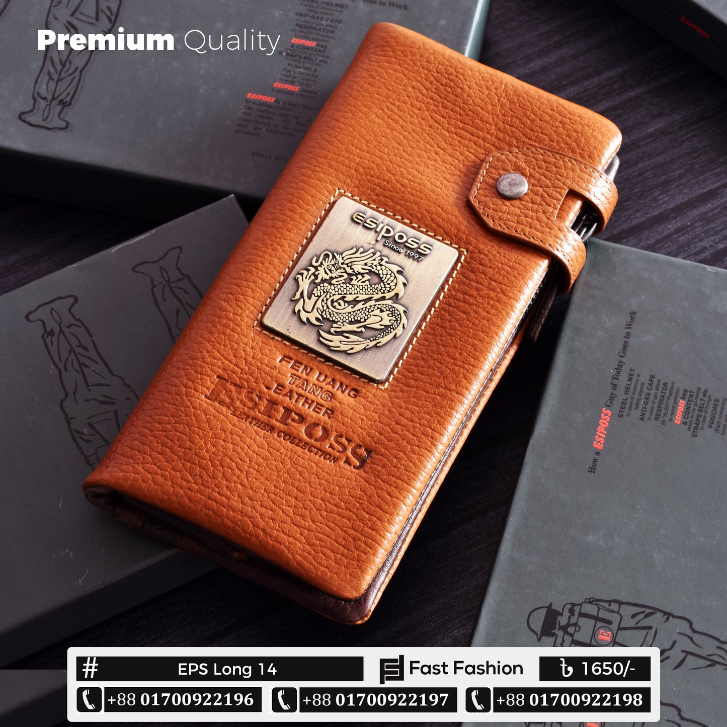 Original Esiposs Leather Long Wallet | Mobile Size Wallet | EPS Long 14