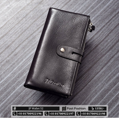 Premium Quality Original Leather Double Zipper Long Wallet | JP Wallet 52