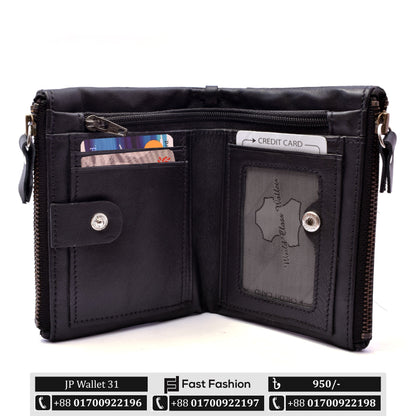 Black Pocket Size Premium Leather Wallet | JP Wallet 31