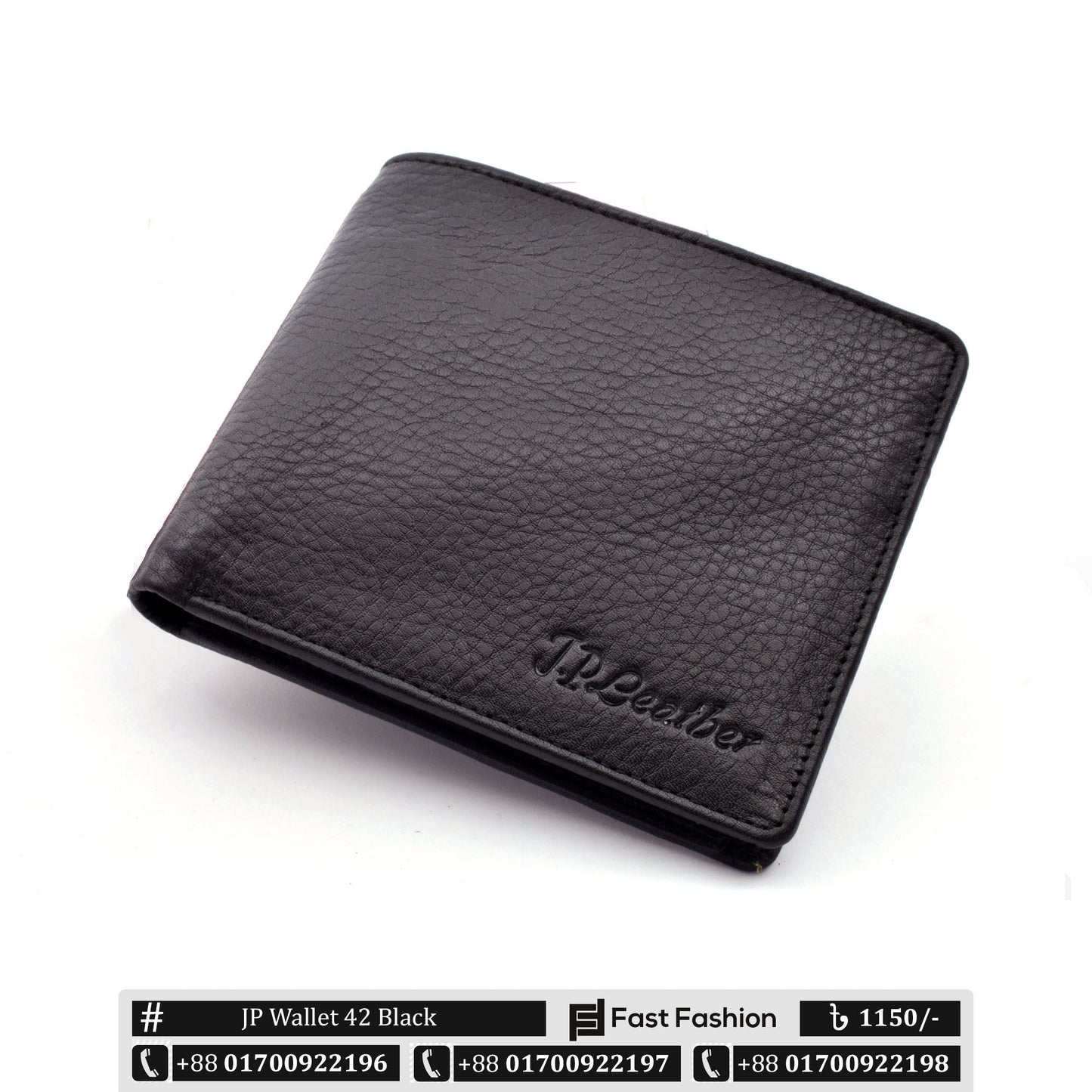 Black Pocket Size Premium Leather Wallet | JP Wallet 42 Black