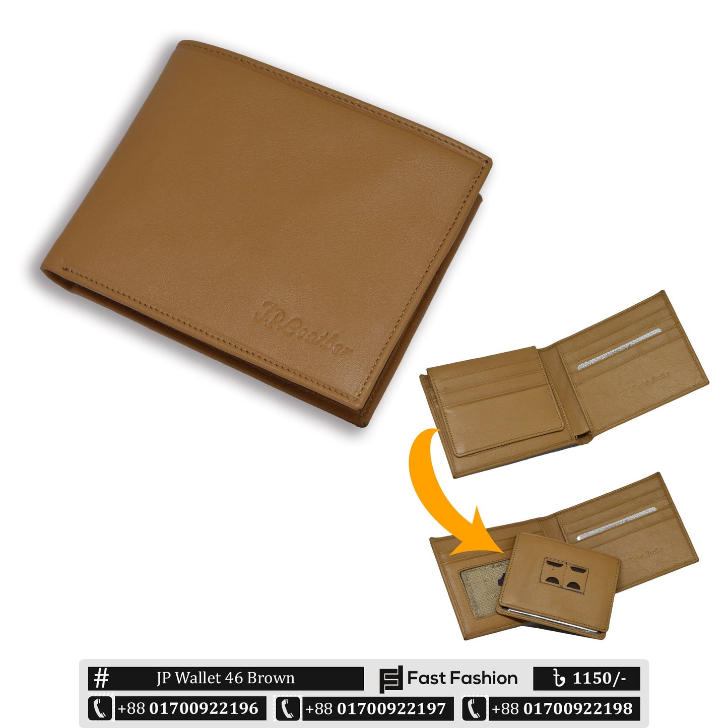 Original Leather Wallet Pocket Size | JP Wallet 46 Brown | Online Shopping in Bangladesh