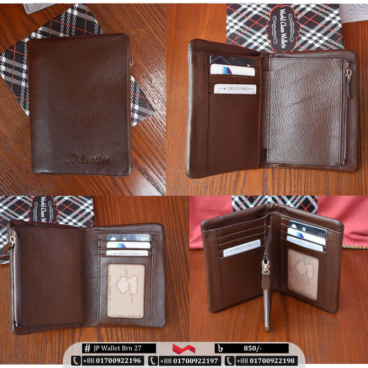 Brown Medium Pocket Size Leather Wallet | JP Wallet 27