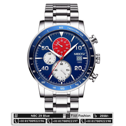 Original NIBOSI Stylish Business Watch - Exclusive New Arrival - NBC 29 Blue