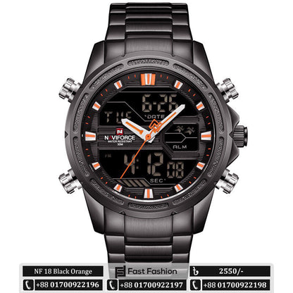 NAVIFORCE Dual Time Waterproof Quartz Watch for Men | NF 18