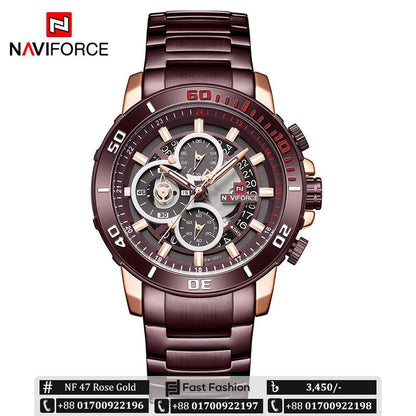 Original NAVIFORCE Stylish Waterproof Quartz Watch for Men | NF 47