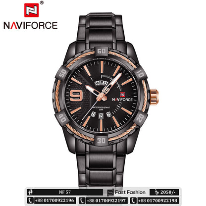 NAVIFORCE Stylish Trendy Waterproof Quartz Watch for Men | NF 57