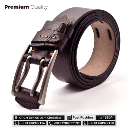 Premium Quality Double Pin Original Leather Belt | ORGN Belt 08 Dark Chocolate