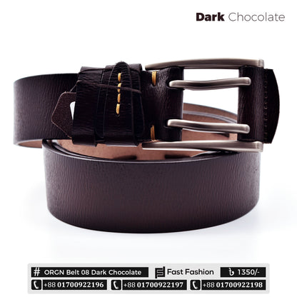 Premium Quality Double Pin Original Leather Belt | ORGN Belt 08 Dark Chocolate