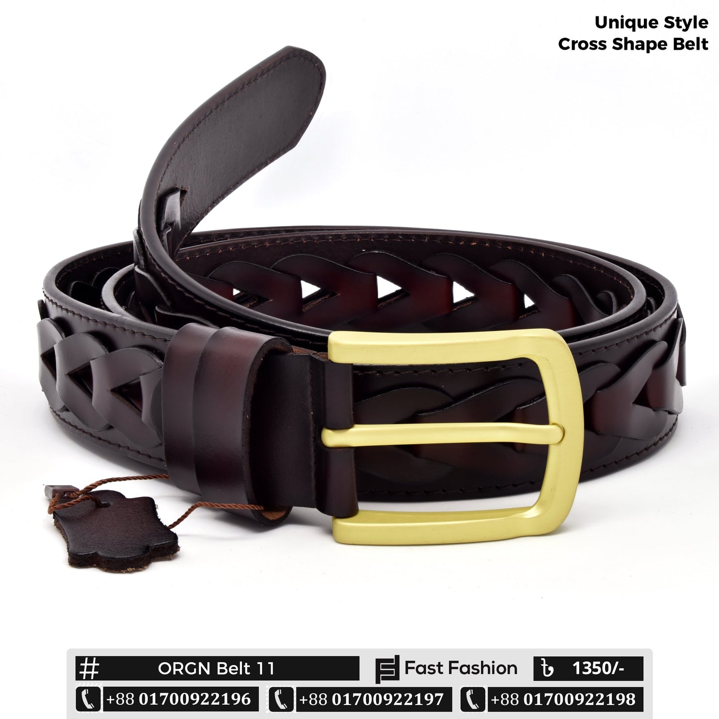 Cross Shaped Unique Style Quality Leather Belt | Imported from China | ORGN Belt 11