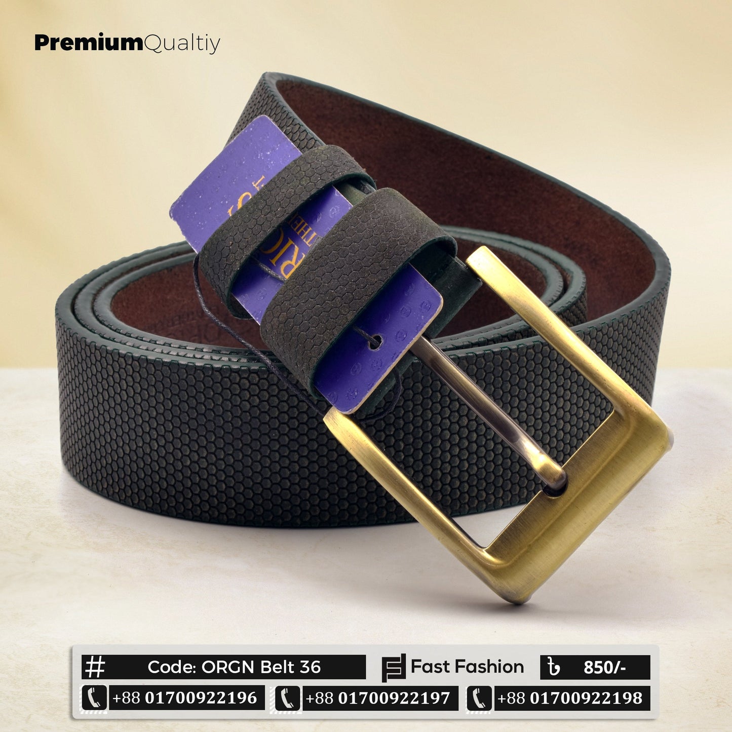 Stylish Premium Quality Original Leather Belt - ORGN Belt 36