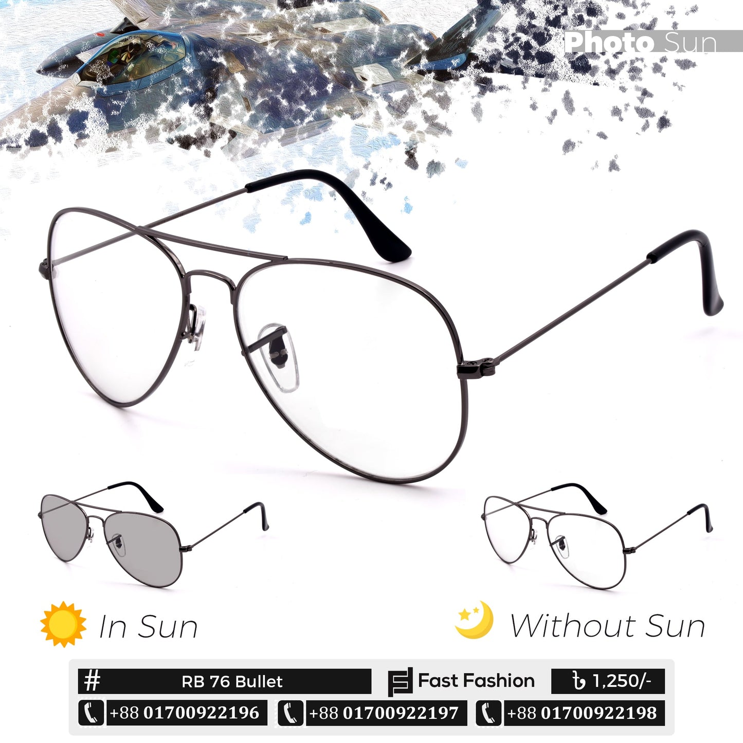 AO Style Pilot Shape RB PhotoSun Sunglass for Men | RB 76 | PhotoSun Sunglass