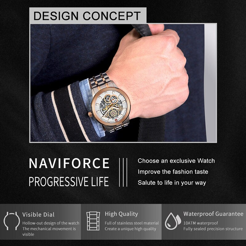 Luxury Original Premium Quality NAVIFORCE Waterproof Mechanical Watch | NF 65