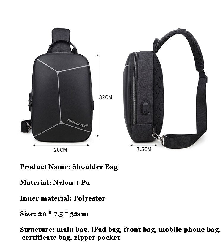 Crossbody Bag Anti-theft Shoulder Bag | USB charging Messenger Bag | Waterproof Chest Bag | KN Side Bag 03