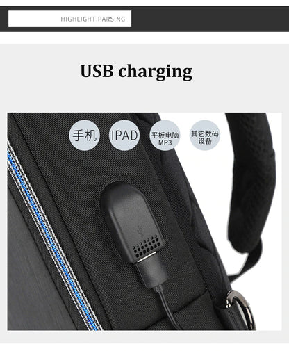 Anti-theft lock Chest-Bag - Side Bag - USB charging travel Shoulder Waterproof Crossbody Bag - KN Bag 01