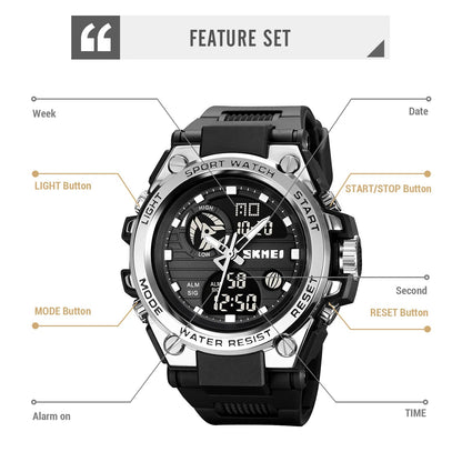 SKMEI Multifunction Dual Time Chrono Date Quartz Watch | SKMEI 2031