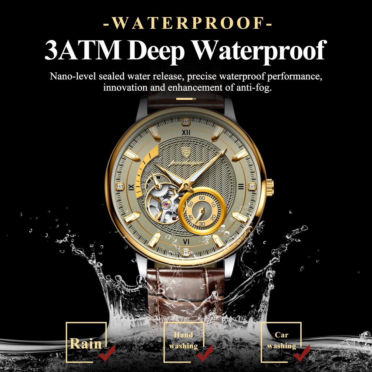 Poedagar Automatic Mechanical Watch | 100% Authentic | Poedagar 1416B 1