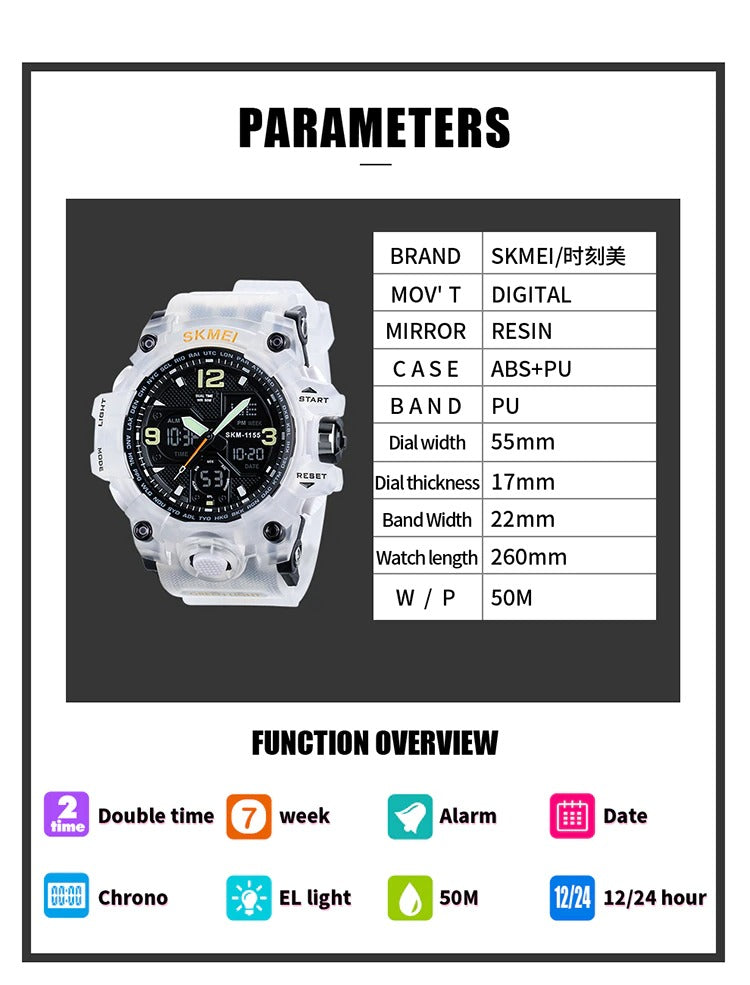 SKMEI Military Sport Digital 5Bar Waterproof Dual Display Watch - SKMEI 46