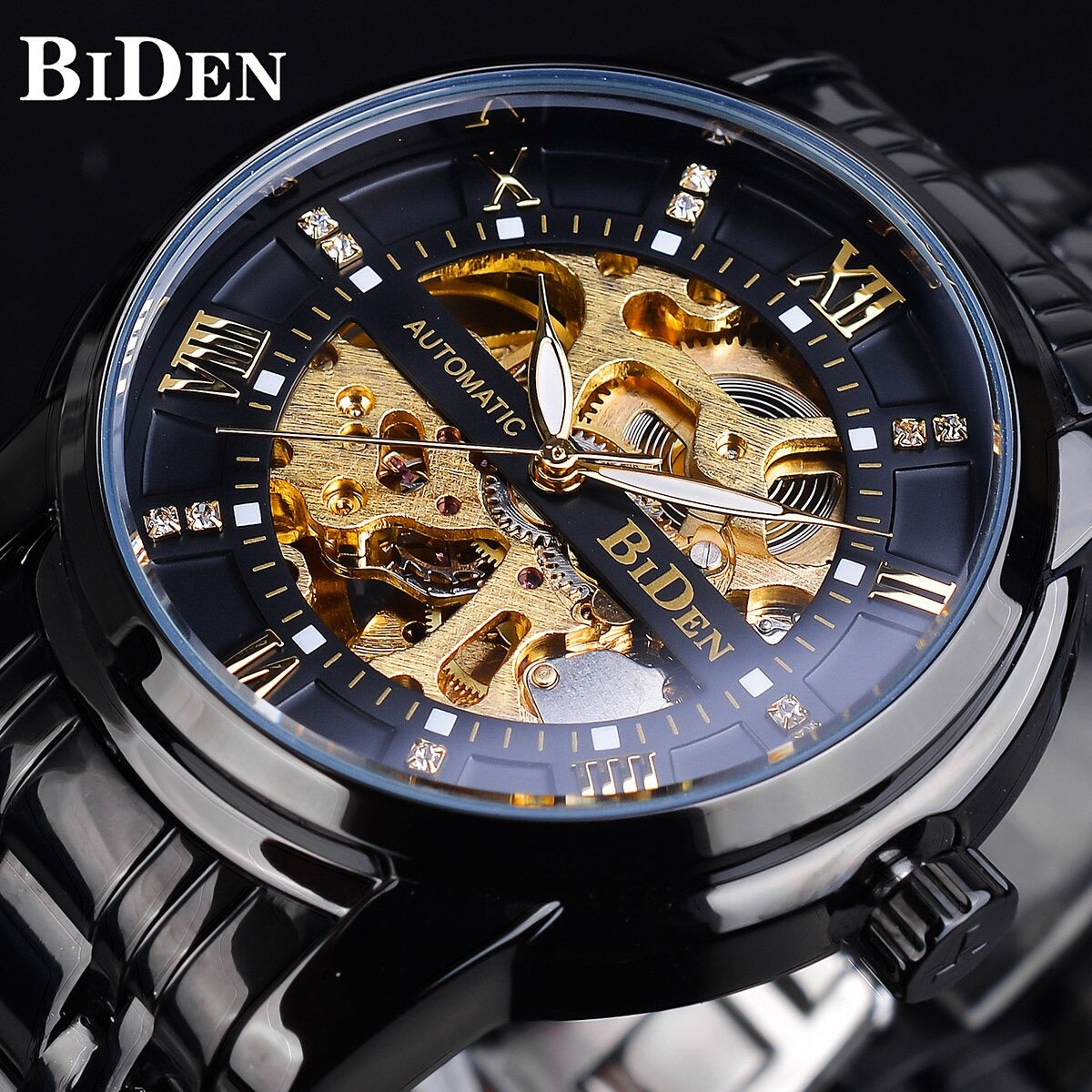 Original BIDEN Mechanical Automatic Self-Wind Wristwatche Watch - Biden 46 V2 Full Black